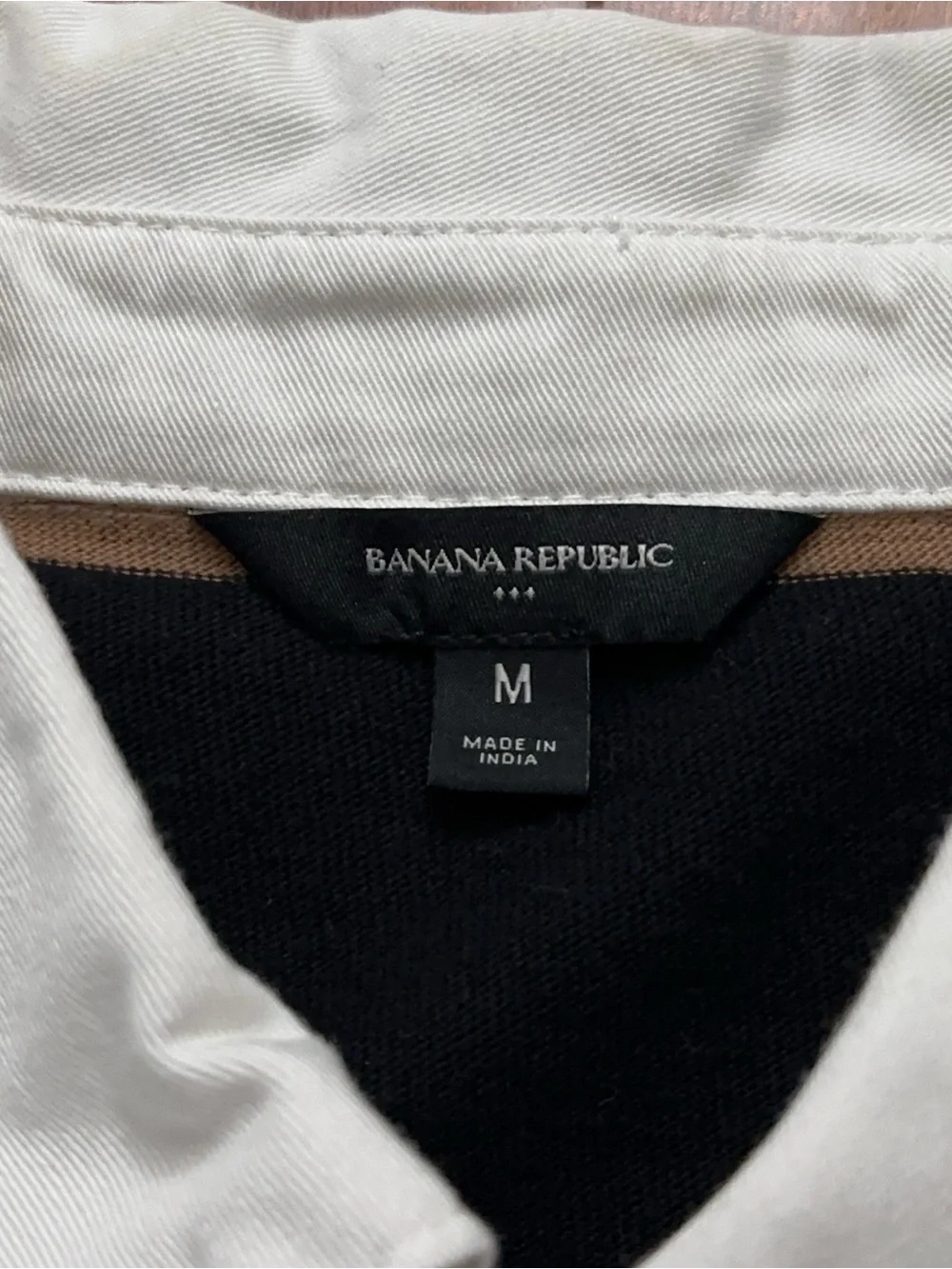 Banana Republic Rugby Polo Shirt Mens Size M Long Sleeve Black Striped